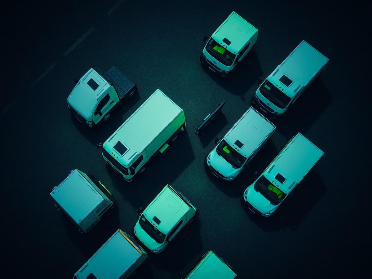 Aerial view of commercial truck fleet financed by Scale Finance